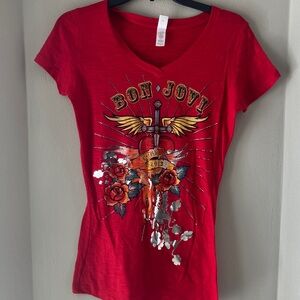 Bon Jovi 2013 "Because We Can" Tour Red T-Shirt Size L